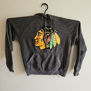 Chicago Blackhawks Hoodie Mens Size Small Old Time‎ Hockey Gray NHL Logo